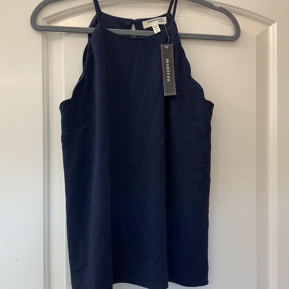 Navy Blue Scalloped Tank